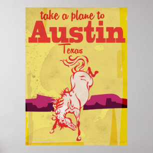 Póster Cartel de viaje vintage de Austin Texas