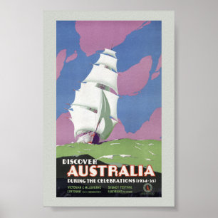 Póster Cartel de viaje vintage de Australia restaurado
