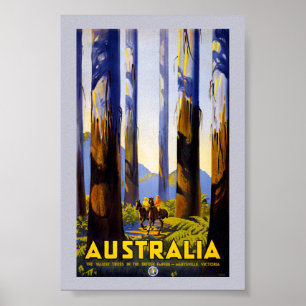 Póster Cartel de viaje vintage de Australia restaurado