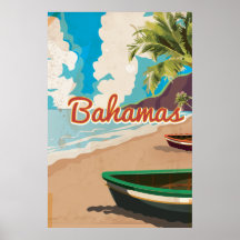 cartel de viaje vintage de Bahamas