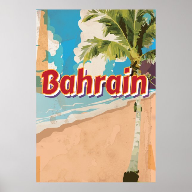 Póster Cartel de viaje vintage de Baréin (Frente)