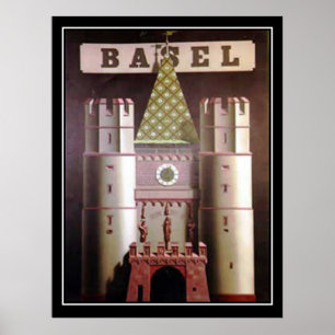 Póster Cartel de viaje vintage de Basilea Suiza