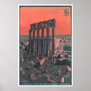 Póster Cartel de viaje vintage de Beirut Líbano