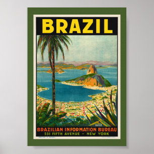 Póster Cartel de viaje vintage de Brasil 1940