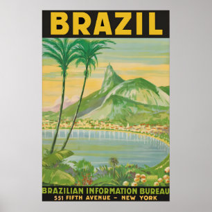 Póster Cartel de viaje vintage de Brasil, Río de Janeiro