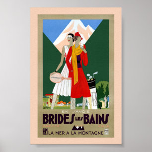 Póster Cartel de viaje vintage de Brides Les Bains Franci
