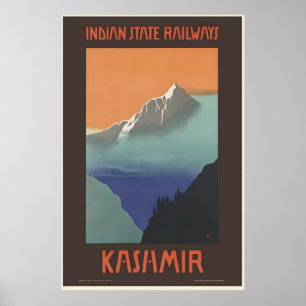 Póster Cartel de viaje vintage de Cachemira India