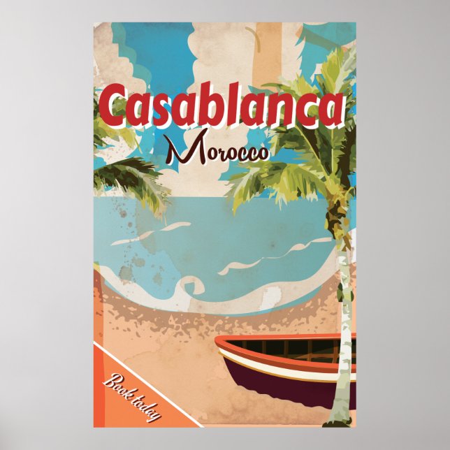 Póster Cartel de viaje vintage de Casablanca (Frente)