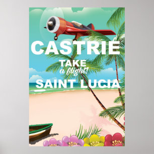 Póster Cartel de viaje vintage de Castries Santa Lucía