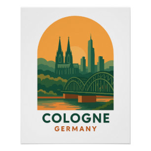 Póster Cartel de viaje vintage de Colonia, Alemania – Dec
