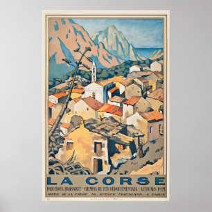 Póster Cartel de viaje vintage de Córcega Francia