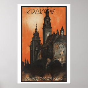 Póster Cartel de viaje vintage de Cracovia Polonia - Enma