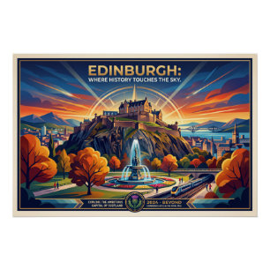Póster Cartel de viaje vintage de Edimburgo Escocia