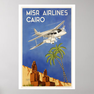 Póster Cartel de viaje vintage de El Cairo Egipto África 