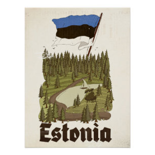 Póster Cartel de viaje vintage de Estonia