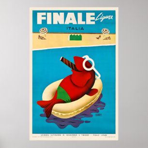 Póster Cartel de viaje vintage de Finale Ligure Italia -