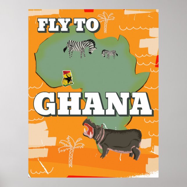 Póster Cartel de viaje vintage de Ghana (Frente)