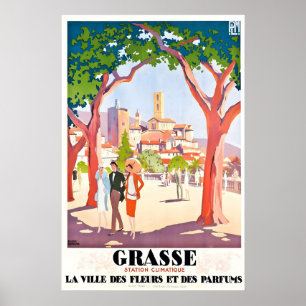 Póster Cartel de viaje vintage de Grasse Riviera Francesa