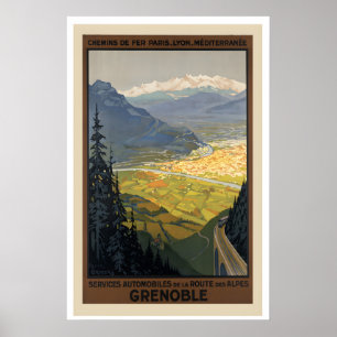 Póster Cartel de viaje vintage de Grenoble Francia - Enma