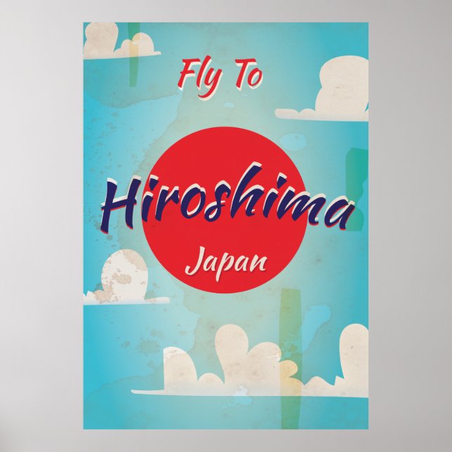Póster Cartel de viaje vintage de Hiroshima Japón (Frente)