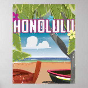 Póster Cartel de viaje vintage de Honolulu, Hawaii, EE. U