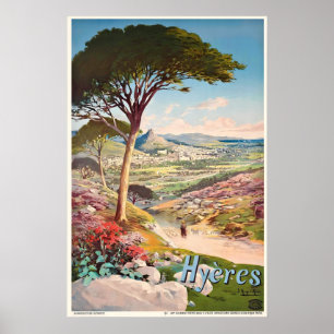 Póster Cartel de viaje vintage de Hyères French Riviera F