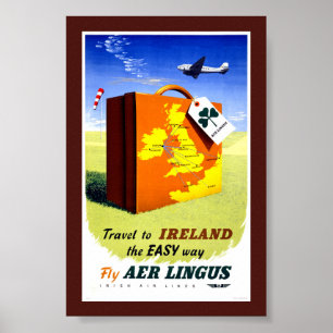 Póster Cartel de viaje vintage de Irlanda restaurado