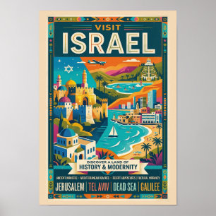 Póster Cartel de viaje vintage de Israel 