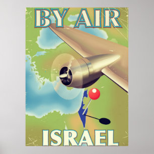 Póster Cartel de viaje vintage de Israel por vía aérea