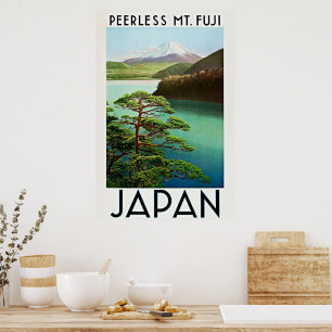 Póster Cartel de viaje vintage de Japón Mt Fuji Peerless 