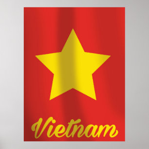 Póster cartel de viaje vintage de la bandera de Vietnam