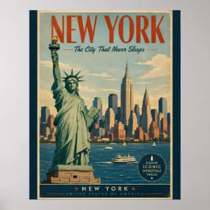 Póster Cartel de viaje vintage de la ciudad de Nueva York