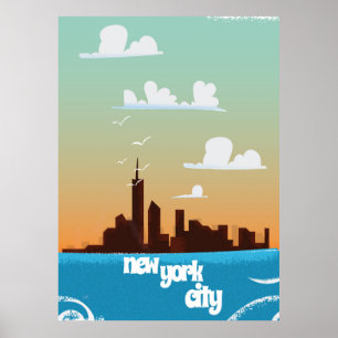 Póster cartel de viaje vintage de la ciudad de Nueva York