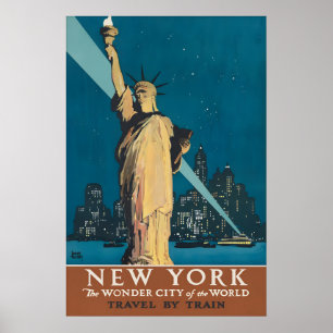Póster Cartel de viaje vintage de la Estatua de la Libert
