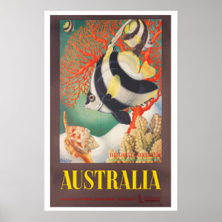 Póster Cartel de viaje vintage de la Gran Barrera de Cora