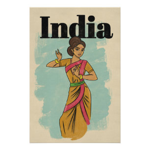 Póster Cartel de viaje vintage de la India