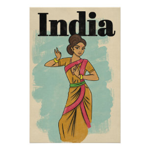 Póster Cartel de viaje vintage de la India