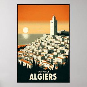 Póster Cartel de viaje vintage de la Kasbah de Argel de l