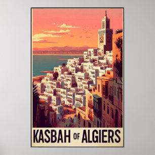 Póster Cartel de viaje vintage de la Kasbah de Argel de l