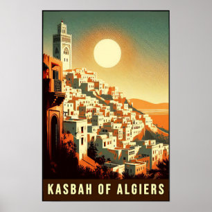 Póster Cartel de viaje vintage de la Kasbah de Argel de l