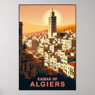 Póster Cartel de viaje vintage de la Kasbah de Argel de l