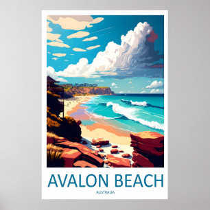 Póster Cartel de viaje vintage de la playa de Avalon Ski