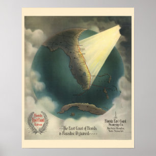 Póster Cartel de viaje vintage de la Railway de Florida