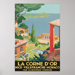 Póster Cartel de viaje vintage de la Riviera Francesa La