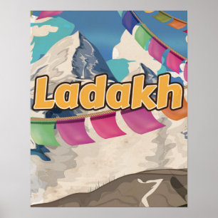 Póster Cartel de viaje vintage de Ladakh, India