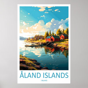 Póster Cartel de viaje vintage de las Islas Aland Esquí N