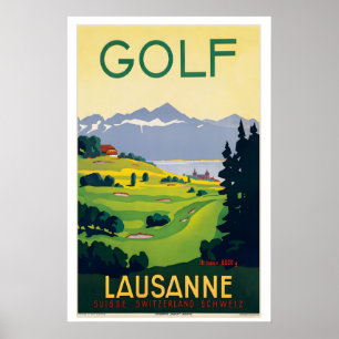 Póster Cartel de viaje vintage de Lausana Suiza