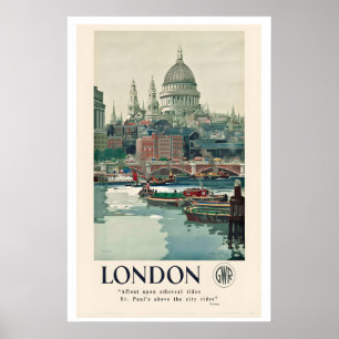 Póster Cartel de viaje vintage de Londres, St Pauls - Enm