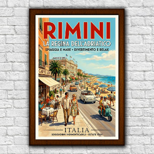 Póster Cartel de viaje vintage de los años 60 de Rimini,