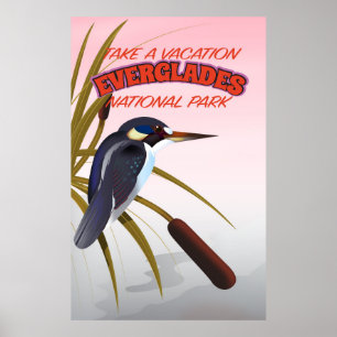 Póster Cartel de viaje vintage de los Everglades.